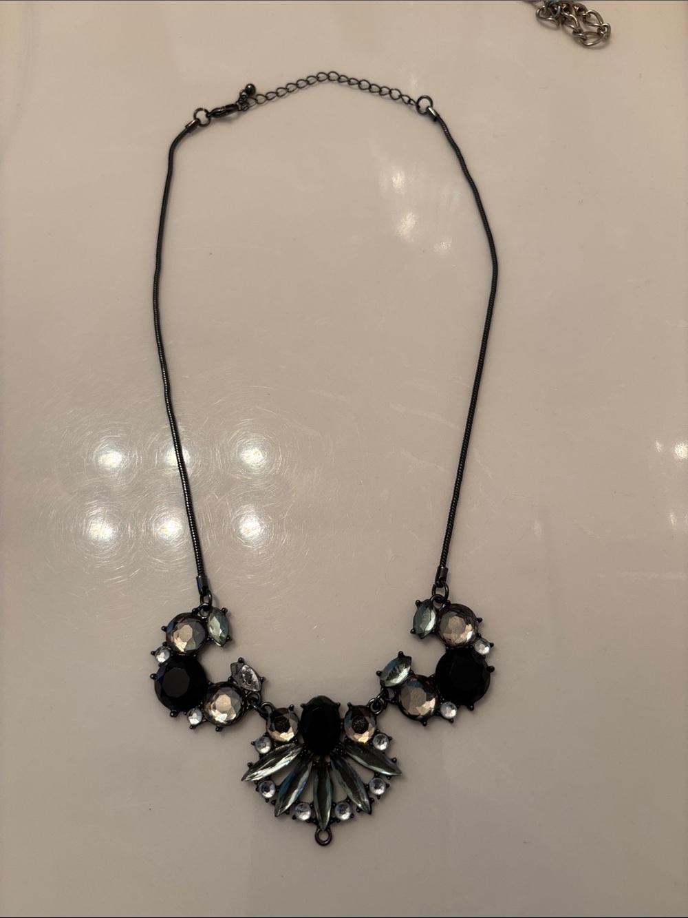 Women's Black & Green Crystal Statement Necklace